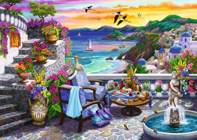 Sunset Over Santorini Puzzle - Large Pieces