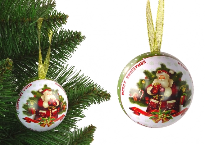 Christmas Metal Ornament Santa by the Tree