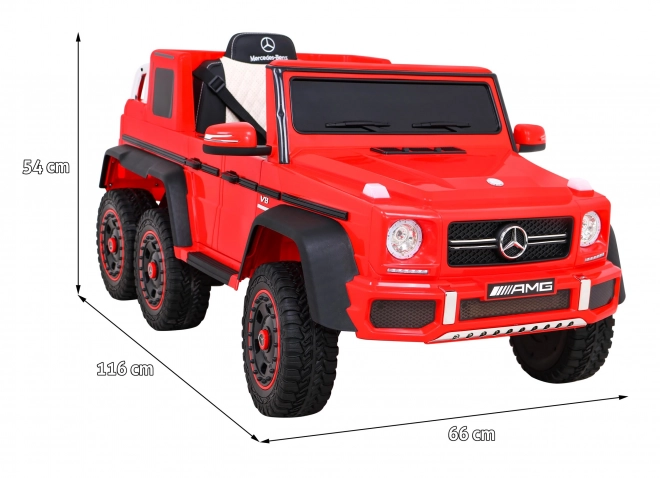 Mercedes G63 AMG Battery Operated Car Red + Remote Control + 6 EVA Wheels + Slow Start + MP3 LED