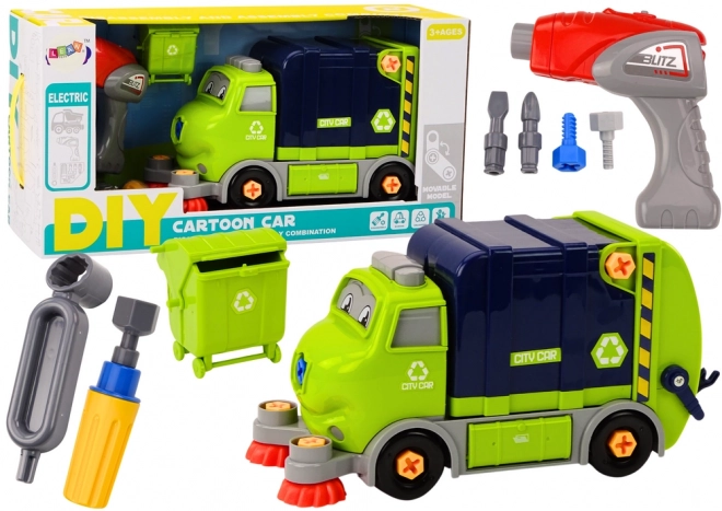 Cartoon DIY Blue Garbage Truck