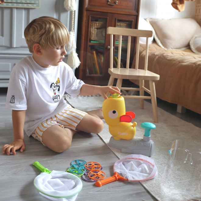Woopie Gioco di abilità Acchiappa Frisbee con lanciatore di dischi