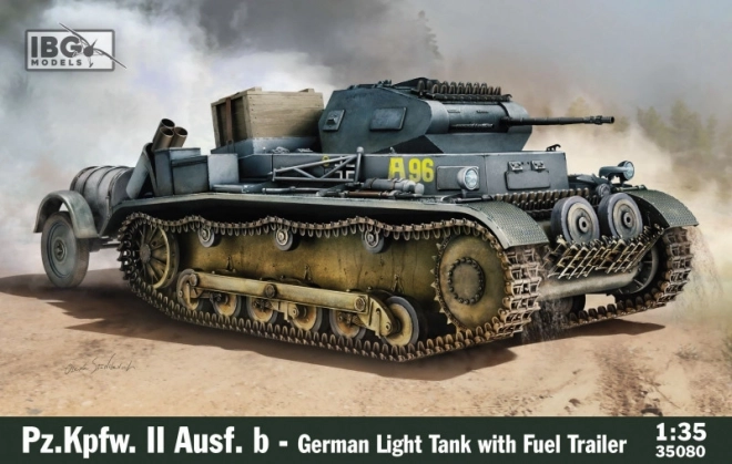 Model Kit Pz.Kpfw. II Ausf. B German Light Tank with Fuel Trailer