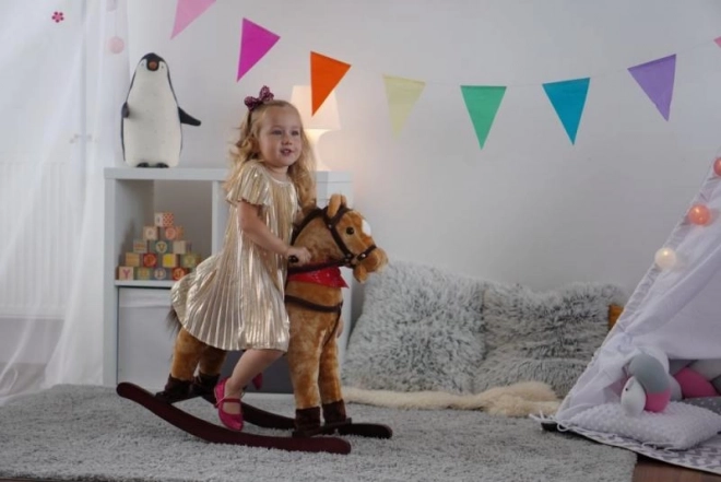 Brown Rocking Horse with Scarf and Sound