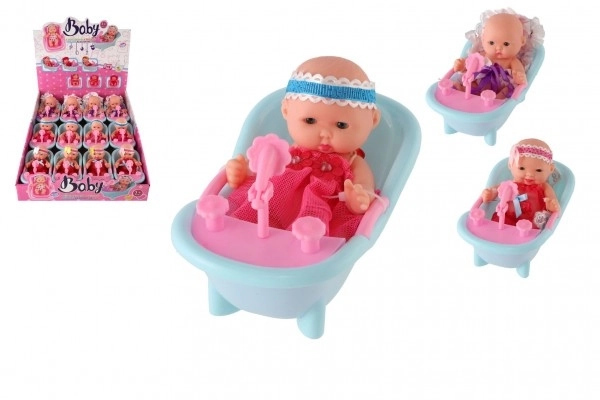 Baby Doll in Bathtub with Soft Body 12cm