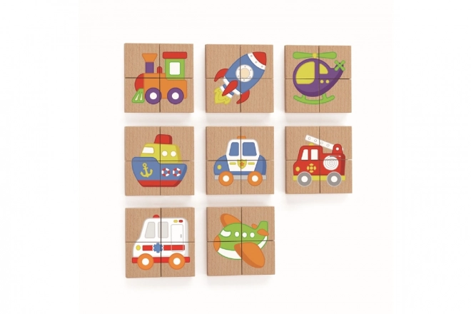 Wooden Magnetic Puzzle Transport Vehicles