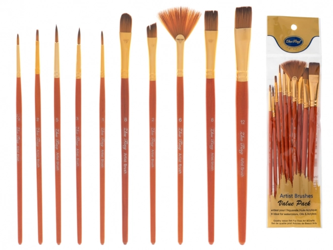 School Painting Brushes Set - 10 Pieces