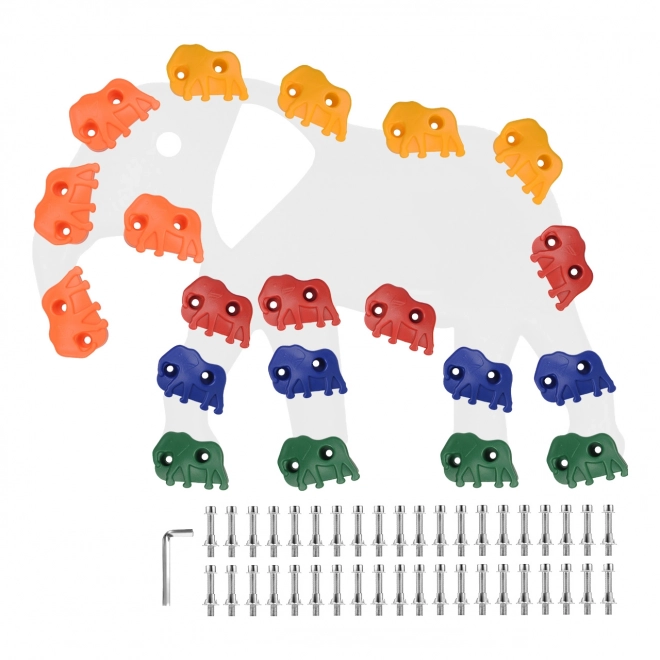 Colorful Elephant Climbing Holds Set