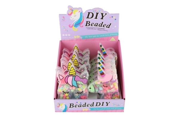 Colorful Beads in Unicorn-Shaped Plastic Box