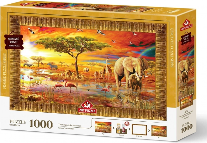 Savannah Kings 3-in-1 Art Puzzle with Frame and Glue