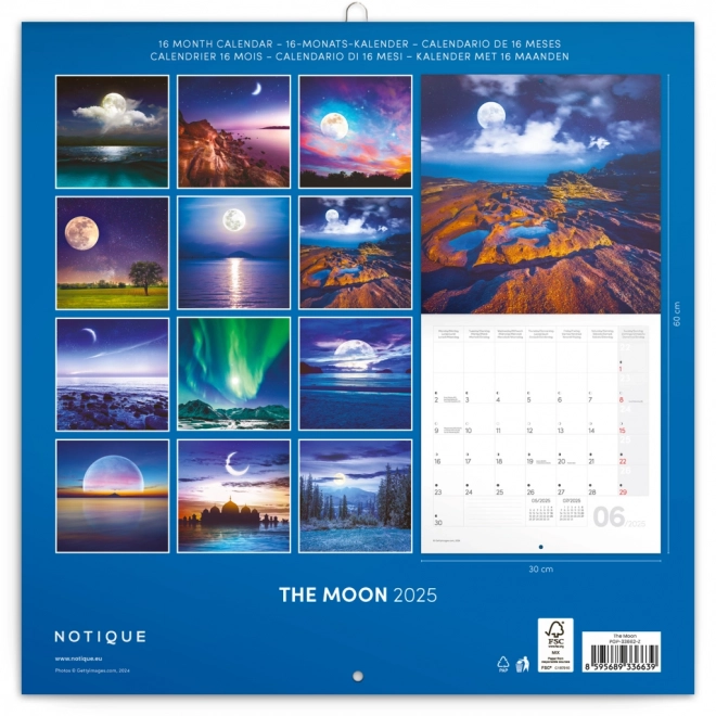 Lunar Phase Wall Calendar 2025