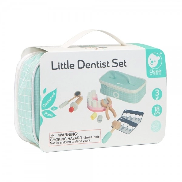 Dentist Play Set with Wooden Tools in Fabric Bag