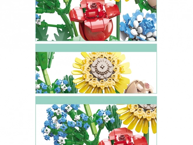 Technical Construction Set Meadow Flowers with Vase 618 Pieces