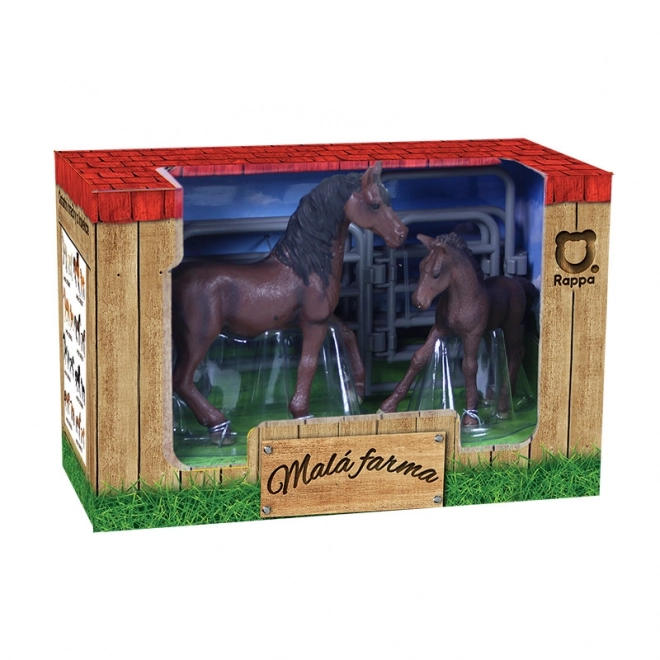 Horse and Foal with Enclosure Toy Set