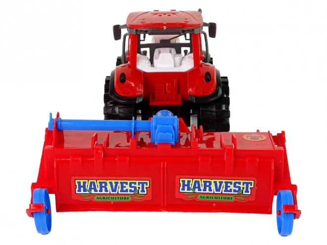 Red Toy Tractor with Plow Friction Drive