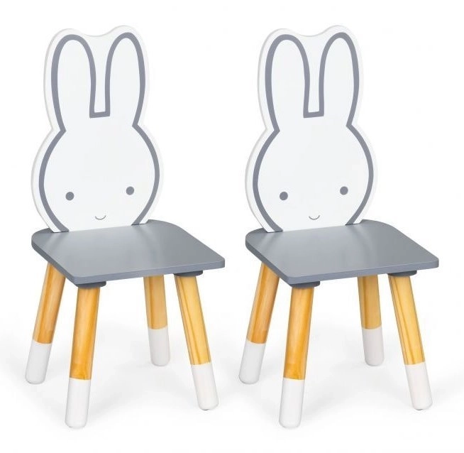 Ecotoys Kids Wooden Table With Two Chairs Bunny