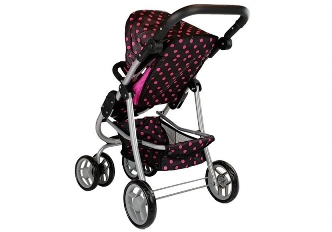 Alice Doll Stroller with Bag 2-in-1 Black and Pink