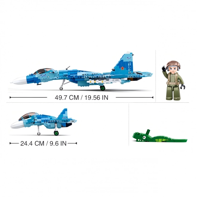 Sluban Model Building Set: Su-27 Fighter Jet 2-in-1