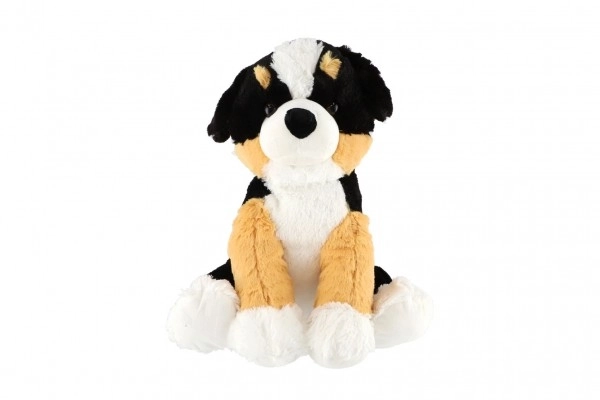 Sitting Plush Dog 38cm Black-Brown-White