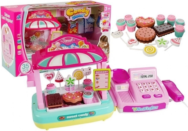 Cassa e bancarella di dolci Candy Shop, 35 pezzi