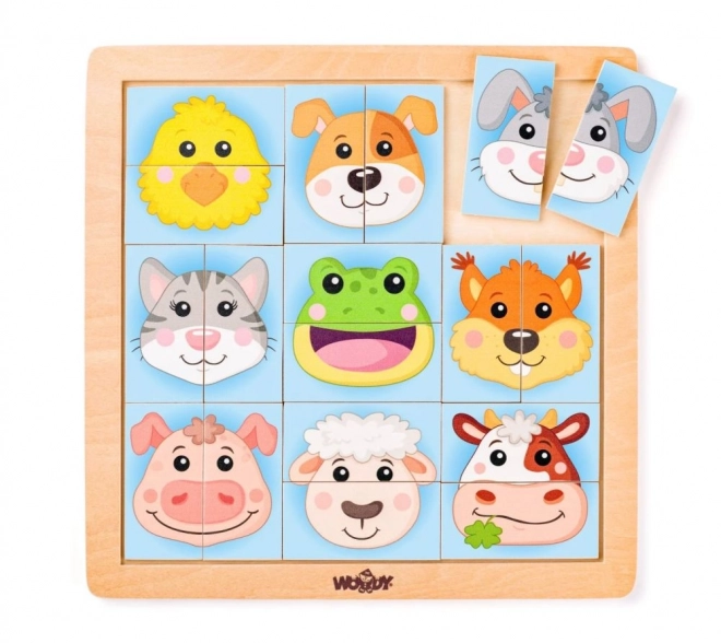 Farm Animals Colorful Faces Puzzle