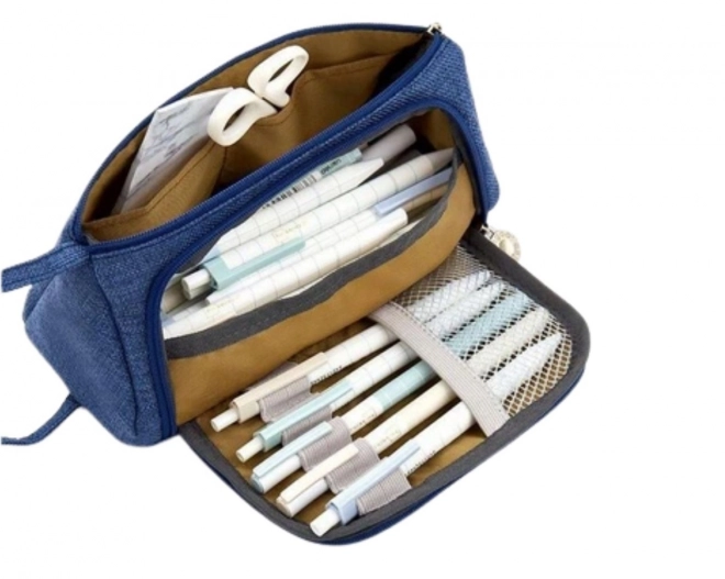 Double Compartment School Pencil Case Navy