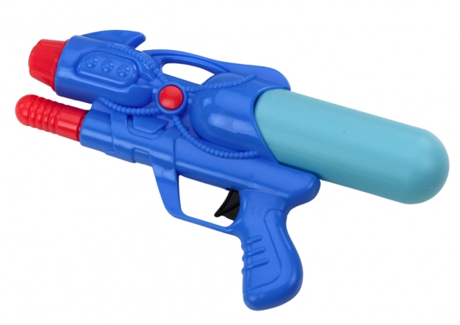 Small blue water pistol with pump