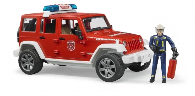 Bruder Red Fire Jeep Wrangler with Firefighter Figure and Accessories