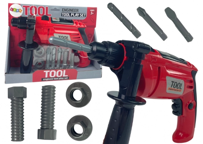 Drill Toy for Little Handyman with Screws and Bits