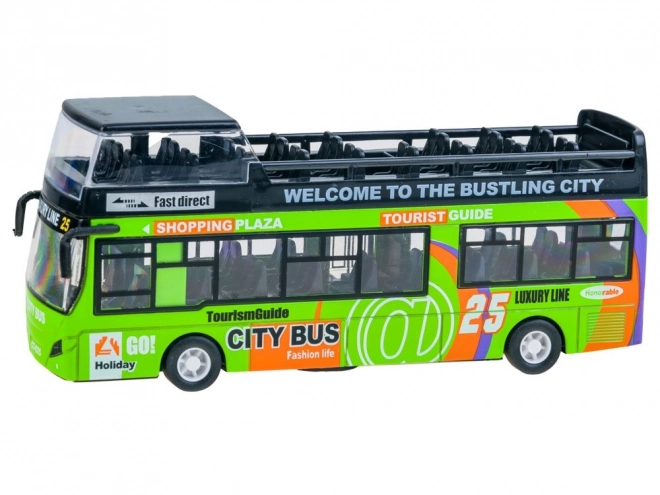 Metal Double Decker Bus with Opening Doors – green