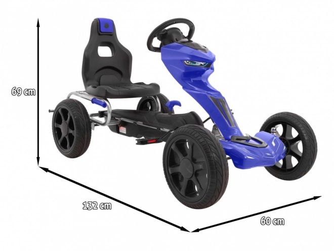 Grand Ride Pedal Go-Kart for Kids 3+ Blue + EVA Wheels + Adjustable Seat + Hand Brake