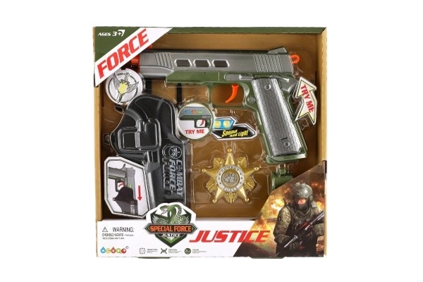 Toy Gun with Accessories Plastic Battery Operated with Sound and Light in Box 25x25x4cm