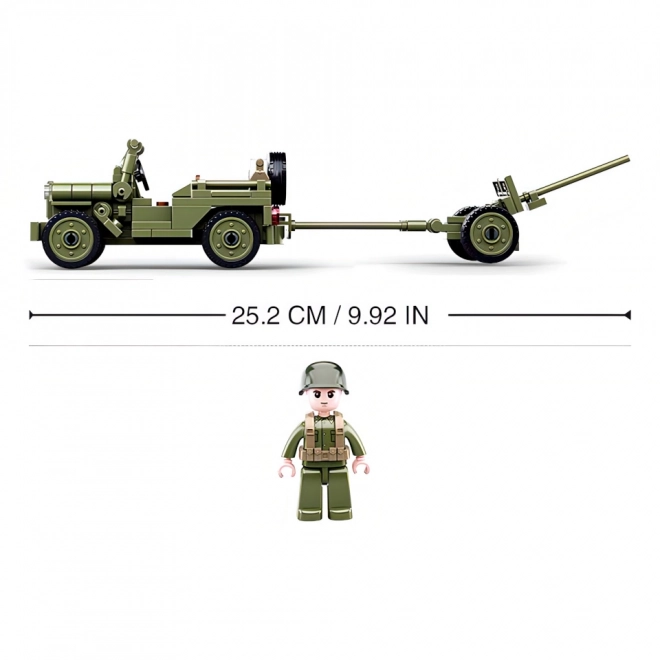 Sluban Army WW2 Allied Jeep and Anti-Aircraft Gun