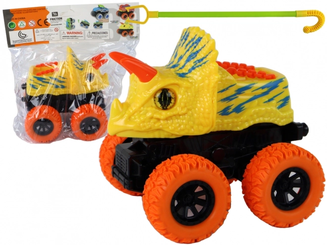 Friction Drive Triceratops Push Toy with Rubber Wheels