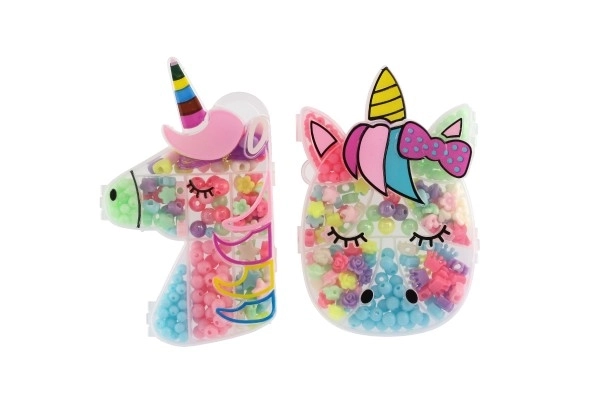 Colorful Beads in Unicorn-Shaped Plastic Box