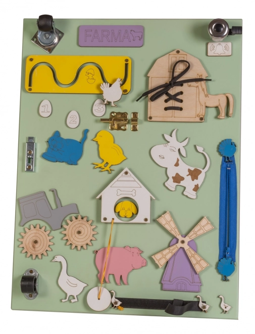 Double-sided Wooden Activity Board - Colorful Farm Theme