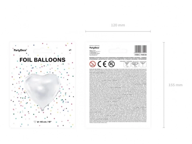 White Heart Foil Balloon 45cm