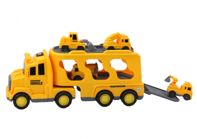 Toy Tow Truck with Construction Vehicles - Yellow