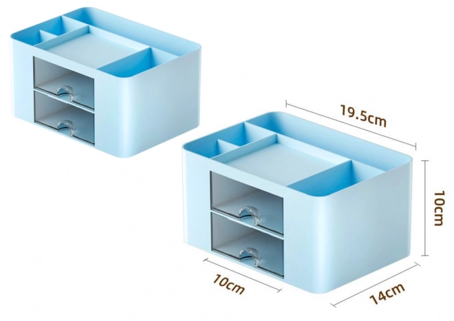 Desk Organizer with Drawers Blue