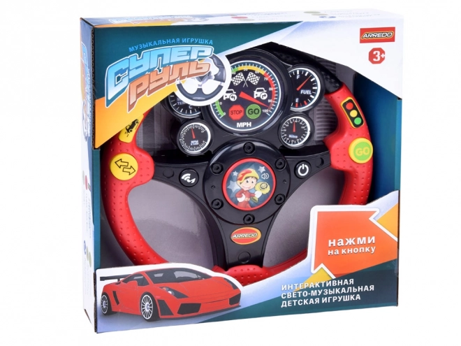 Interactive Steering Wheel with Sounds and Vibration – Red