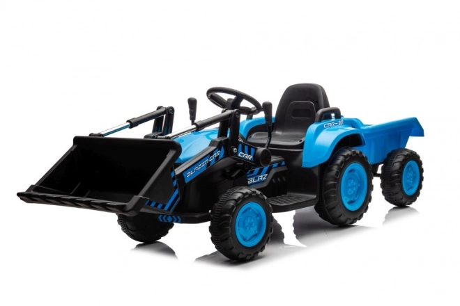 Trattore elettrico per bambini blu con benna