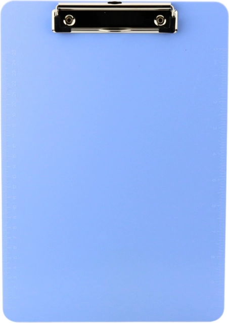 Blaue Schreibunterlage mit Klammer und Lineal A4 aus Kunststoff