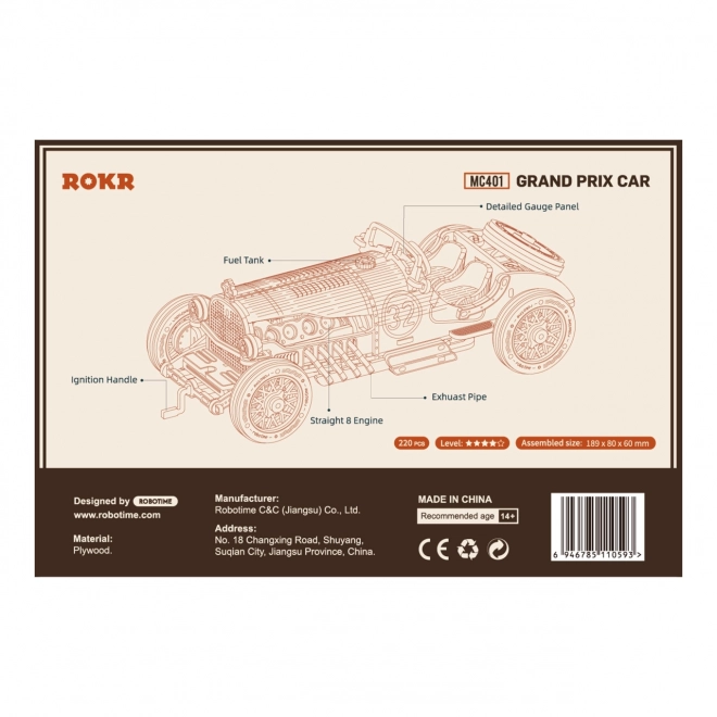 Rokr 3D Wooden Puzzle Grand Prix Car