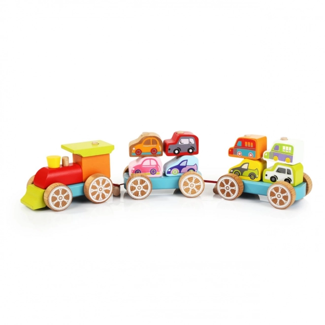 Wooden Train Set with Cars Puzzle 14 Pieces