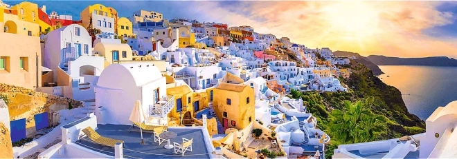 Sunset on Santorini Panorama Puzzle