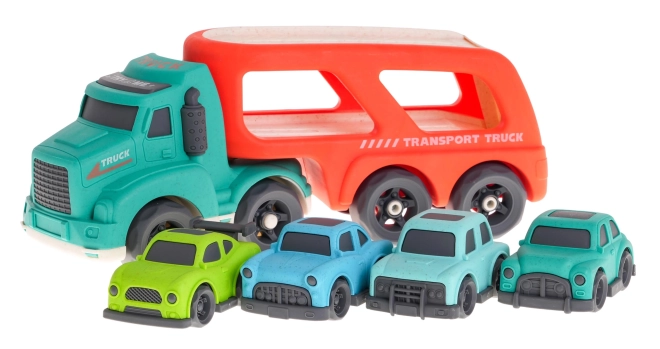 Interactive BIOplastic Tow Truck and Cars for Kids – Turquoise-red