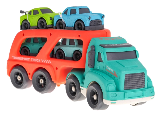 Interactive BIOplastic Tow Truck and Cars for Kids – Turquoise-red
