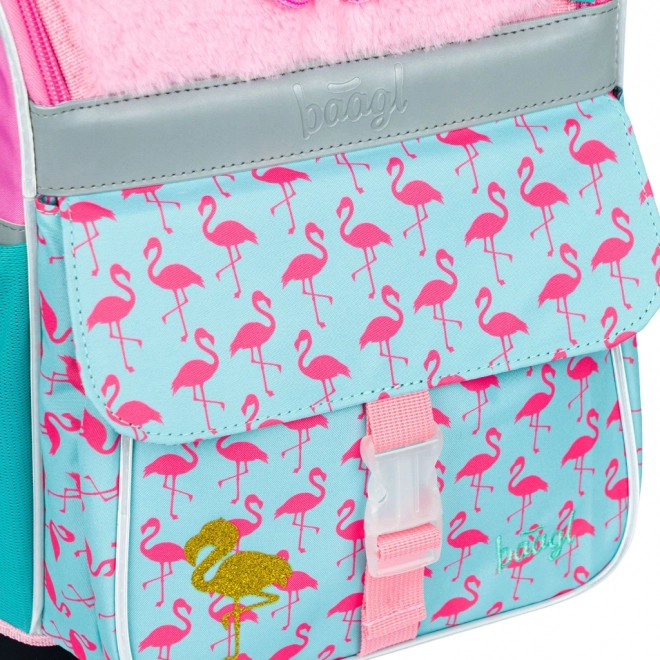 Baagl School Backpack Zippy Flamingo