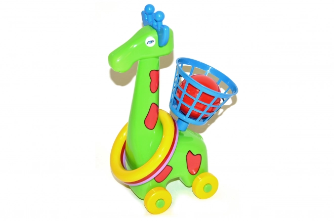 Rolling Giraffe Ring Toss with Basket