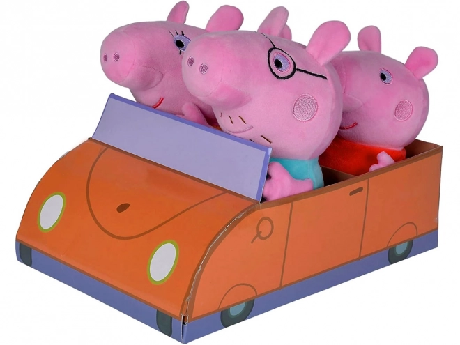 Simba Peppa Pig Family Plush Toy Set with Car