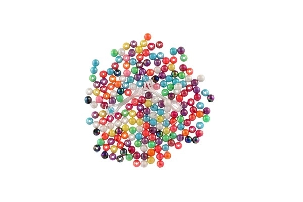 Bead Set With String - Colorful Plastic Beads in Plastic Jar